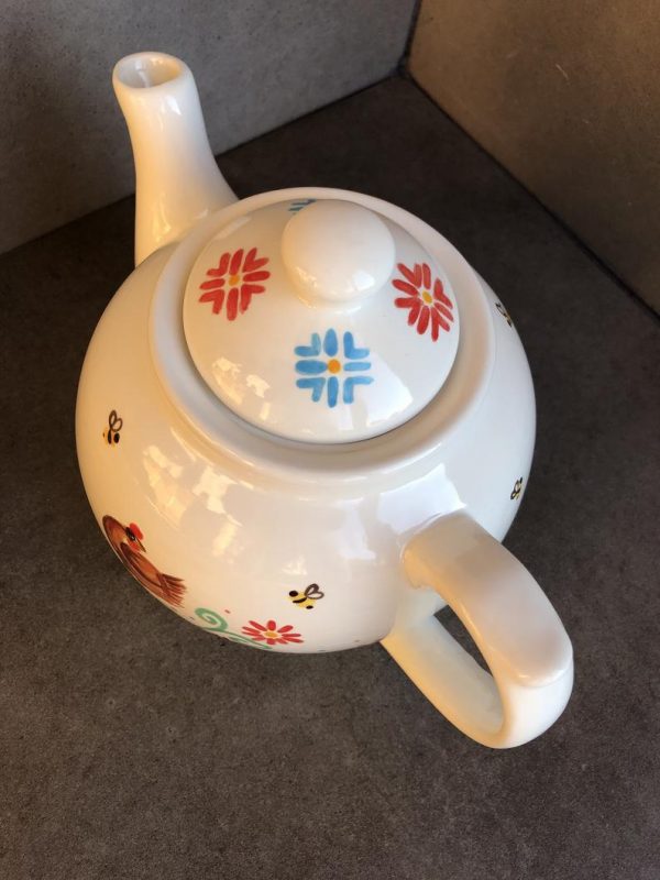 Hand Painted, Chicken, Hen, Floral, Busy Bee, Teapot, Ceramic, Pottery, Gifts for Friends and Family - Image 4