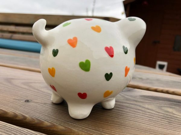 Hand Painted, Small, Piggy Bank, Multicoloured Heart, Ceramic, Pottery, Gifts for Friends and Family - Image 2