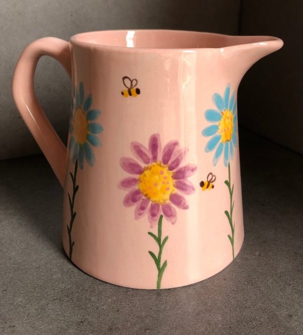 Hand Painted, Pink, Purple, Teal, Floral, Milk, Jug, Small, Ceramic, Pottery, Gifts for Friends and Family - Image 2
