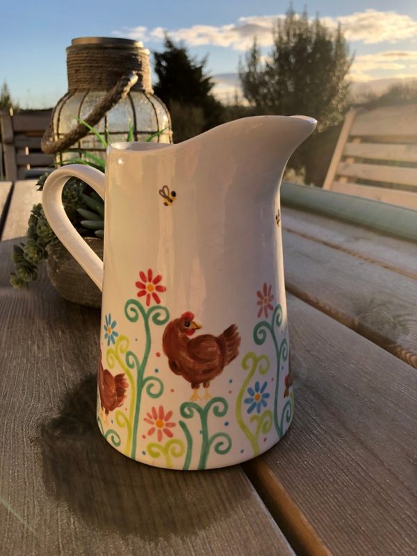 Hand painted, Chicken, Jug, Milk Jug, Ceramic, Pottery, Gifts for Friends and Family