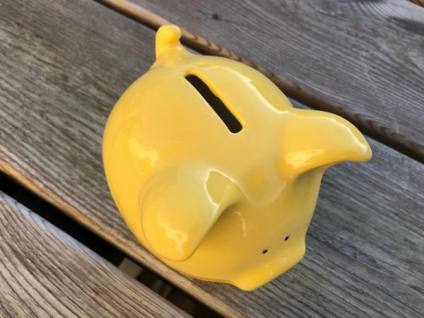 Hand Painted, Yellow, Piggy Bank, Small, Ceramic, Pottery, Gifts for Friends and Family, Traditional - Image 3