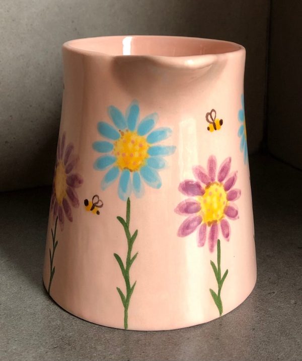 Hand Painted, Pink, Purple, Teal, Floral, Milk, Jug, Small, Ceramic, Pottery, Gifts for Friends and Family - Image 3