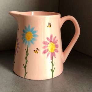 Hand Painted, Pink, Purple, Teal, Floral, Milk, Jug, Small, Ceramic, Pottery, Gifts for Friends and Family