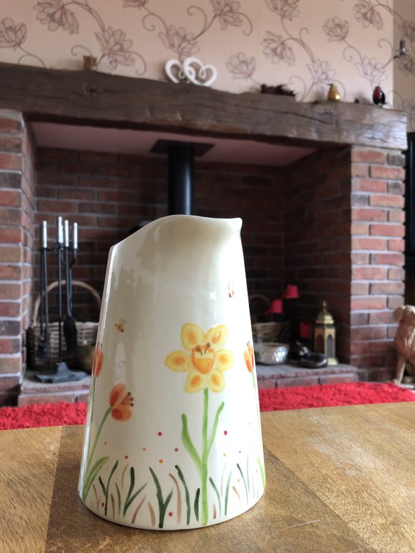 Hand Painted, Springtime, Daffodil, Tulip, Jug, Medium, Ceramic, Pottery, Gifts for Friends and Family - Image 3