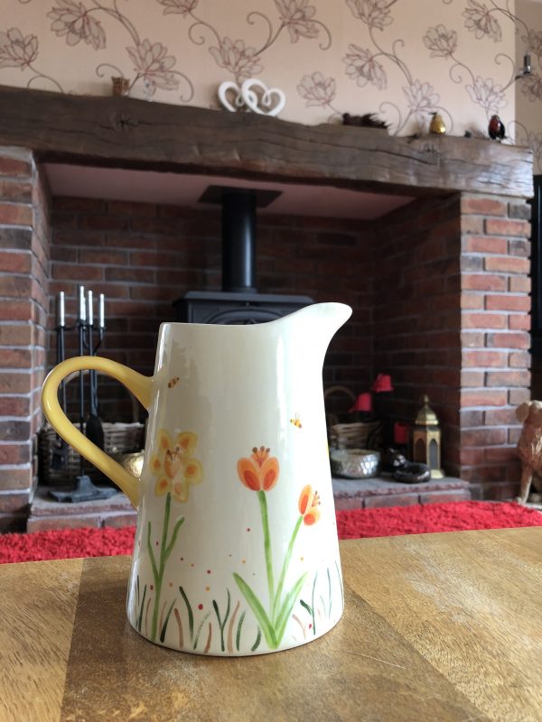 Hand Painted, Springtime, Daffodil, Tulip, Jug, Medium, Ceramic, Pottery, Gifts for Friends and Family - Image 2