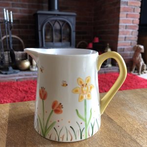 Hand Painted, Springtime, Daffodil, Tulip, Jug, Small, Ceramic, Pottery, Gifts for Friends and Family
