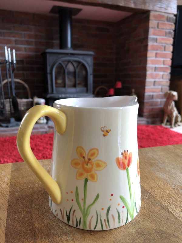 Hand Painted, Springtime, Daffodil, Tulip, Jug, Small, Ceramic, Pottery, Gifts for Friends and Family - Image 2
