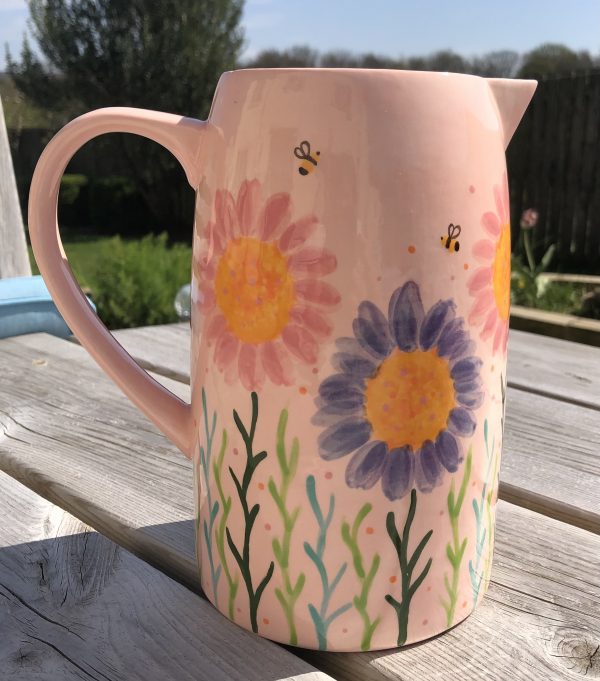 Hand Painted, Pink, Lavender, Jug, Large, Ceramic, Pottery, Gifts for Friends and Family - Image 4