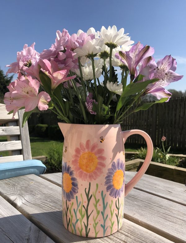 Hand Painted, Pink, Lavender, Jug, Large, Ceramic, Pottery, Gifts for Friends and Family - Image 2