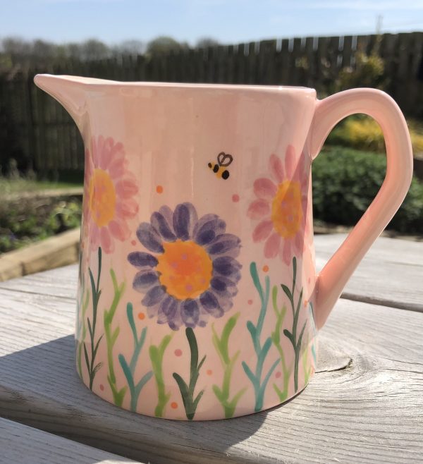 Hand Painted, Pink, Lavender, Jug, Small, Ceramic, Pottery, Gifts for Friends and Family