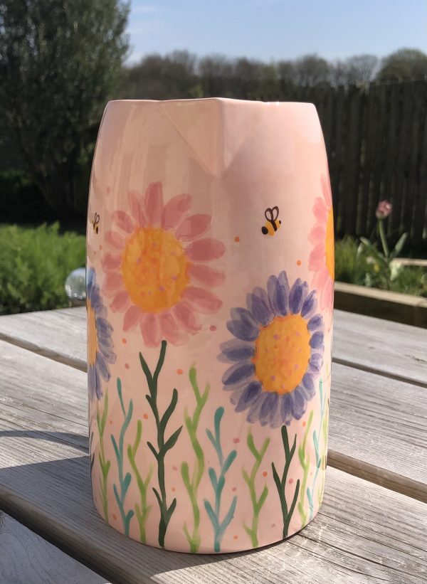 Hand Painted, Pink, Lavender, Jug, Large, Ceramic, Pottery, Gifts for Friends and Family - Image 3