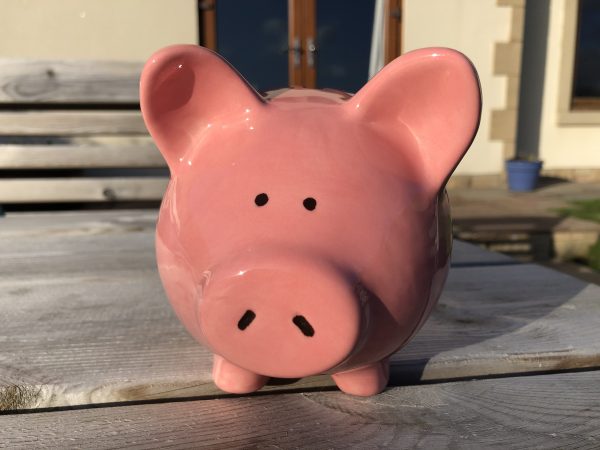 Pink, Hand Painted, Piggy Bank, Medium, Ceramic, Pottery, Gifts, Children, Traditional, Birthday
