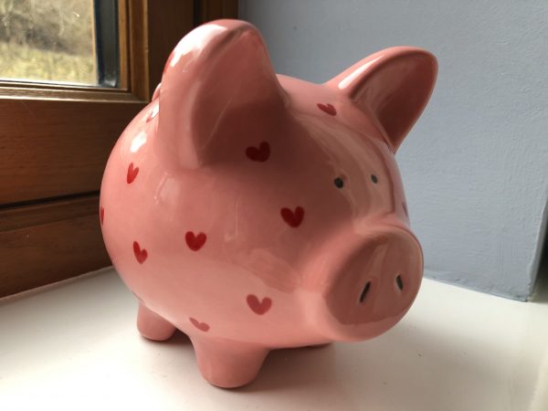 Hand Painted, Pretty in Pink, Heart, Piggy Bank, Medium, Ceramic, Pottery, Gifts, Children, Birthday - Image 3
