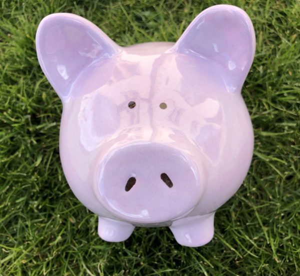 Hand Painted, Purple, Piggy Bank, Medium, Ceramic, Pottery, Gifts, Children, Birthday, Christmas