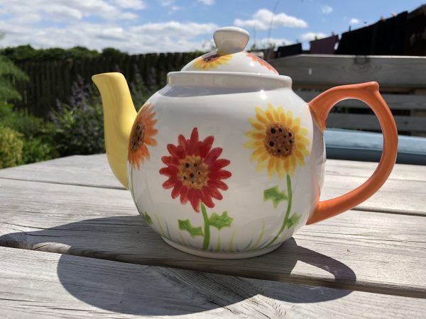 Hand Painted, Gerbera, Red, Orange, Yellow, Floral, Teapot, Ceramic, Pottery, Gifts for Friends and Family