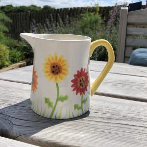 Hand Painted, Gerbera, Red, Orange, Yellow, Floral, Jug, Small, Ceramic, Pottery, Gifts for Friends and Family