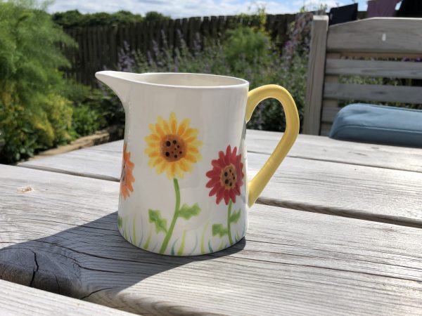 Hand Painted, Gerbera, Red, Orange, Yellow, Floral, Jug, Small, Ceramic, Pottery, Gifts for Friends and Family