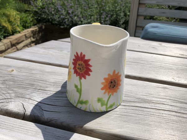 Hand Painted, Gerbera, Red, Orange, Yellow, Floral, Jug, Small, Ceramic, Pottery, Gifts for Friends and Family - Image 3