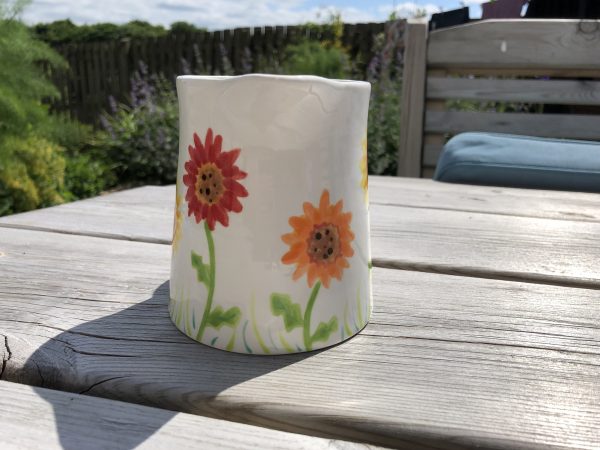 Hand Painted, Gerbera, Red, Orange, Yellow, Floral, Jug, Small, Ceramic, Pottery, Gifts for Friends and Family - Image 2