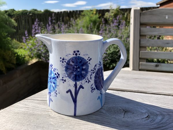 Hand Painted, Blue, Dandelion, Jug, Small, Ceramic, Pottery, Gifts for Friends and Family