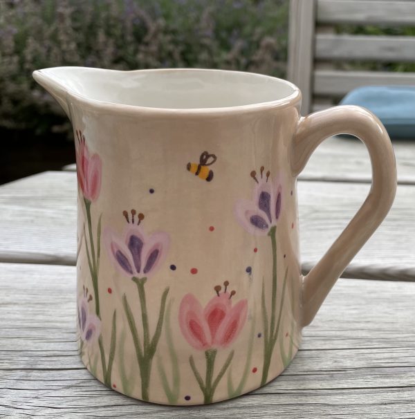 Hand Painted, Tulip, Garden, Jug, Small, Ceramic, Pottery, Gifts for Friends and Family