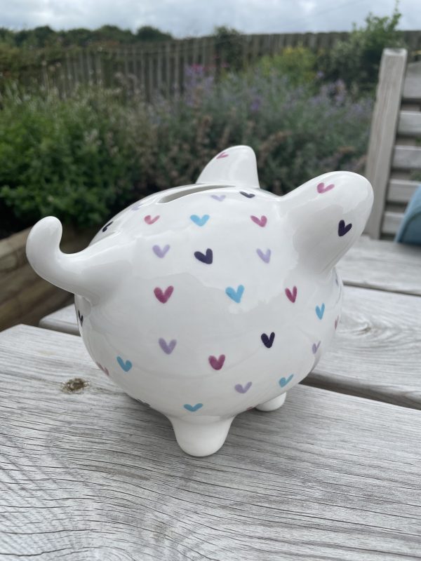 Hand Painted, Blue, Purple, Teal, Sweetheart, Piggy Bank, Medium, Ceramic, Pottery, Gifts for Children, Traditional - Image 4