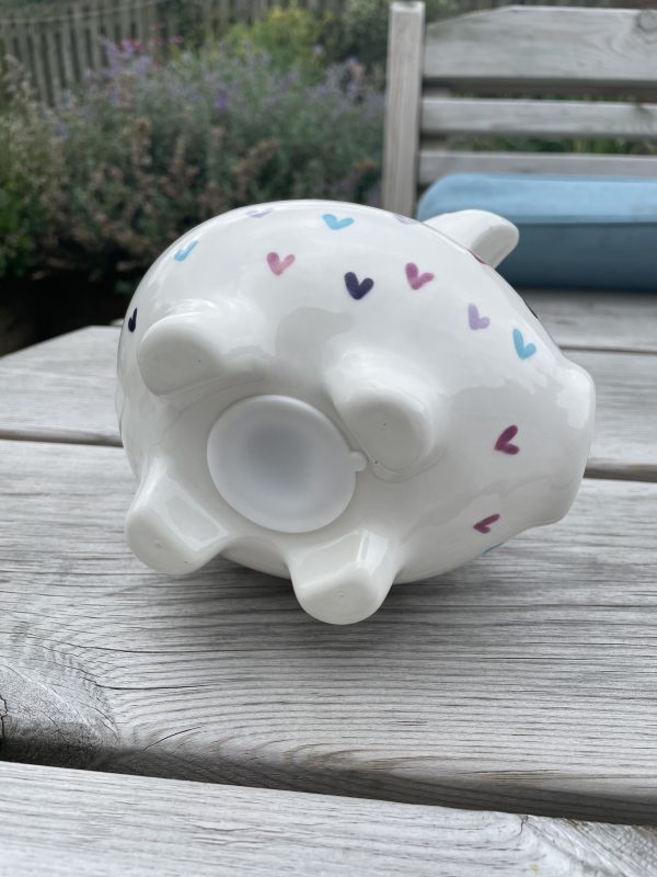 Hand Painted, Blue, Purple, Teal, Sweetheart, Piggy Bank, Medium, Ceramic, Pottery, Gifts for Children, Traditional - Image 5
