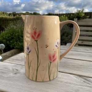 Hand Painted, Tulip, Garden, Jug, Large, Ceramic, Pottery, Gifts for Friends and Family