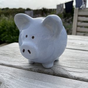 Hand Painted, Blue, Piggy Bank, Small, Ceramic, Pottery, Gifts for Friends and Family, Traditional