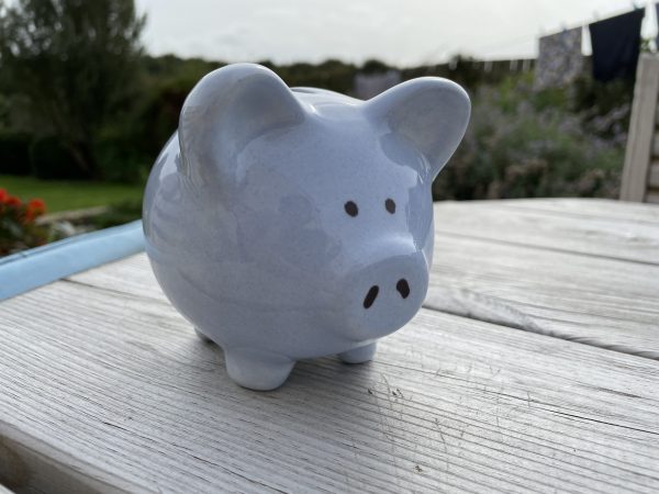 Hand Painted, Blue, Piggy Bank, Small, Ceramic, Pottery, Gifts for Friends and Family, Traditional - Image 3