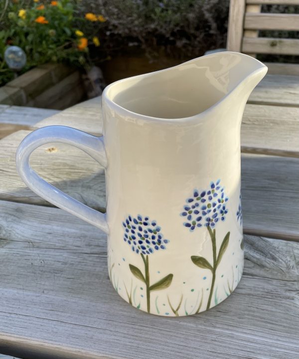 Hand Painted, Blue, Hydrangea, Jug, Medium, Ceramic, Pottery, Gifts for Friends and Family - Image 4