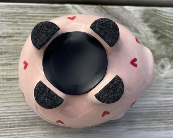 Hand Painted, Light Pink, Red, Sweetheart, Piggy Bank,  Small, Ceramic, Pottery, Gifts for Children, Traditional - Image 4