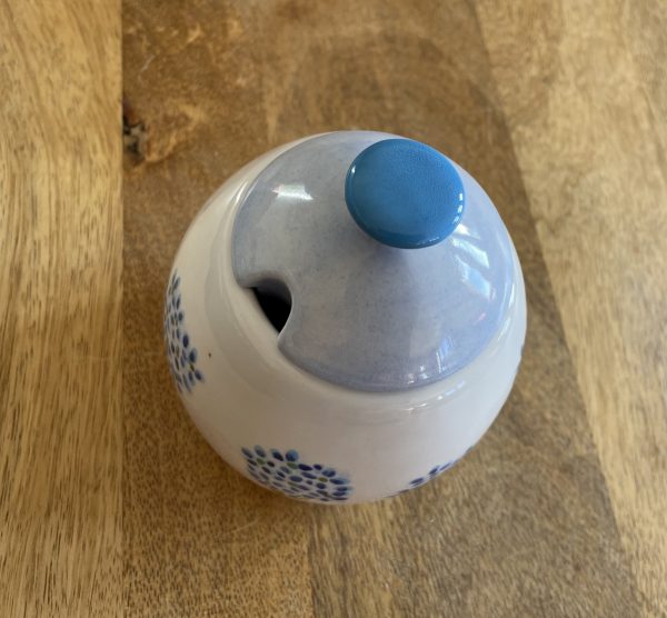 Hand Painted, Blue, Hydrangea, Sugar Bowl, Honey Pot, Ceramic, Pottery, Gifts for Friends and Family - Image 6