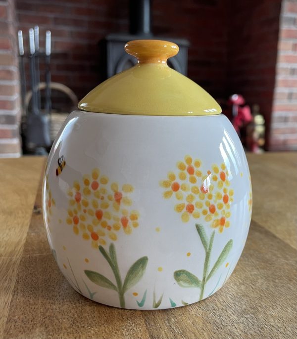 Hand Painted, Yellow, Hydrangea, Sugar Bowl, Honey Pot, Ceramic, Pottery, Gifts for Friends and Family - Image 4
