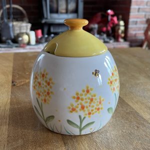 Hand Painted, Yellow, Hydrangea, Sugar Bowl, Honey Pot, Ceramic, Pottery, Gifts for Friends and Family