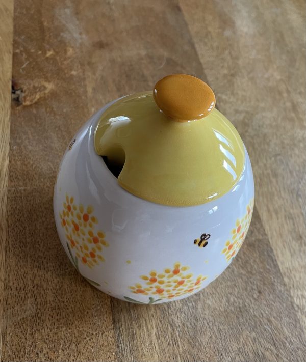 Hand Painted, Yellow, Hydrangea, Sugar Bowl, Honey Pot, Ceramic, Pottery, Gifts for Friends and Family - Image 6