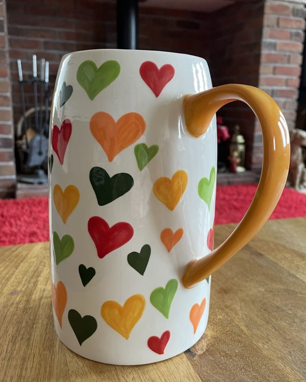Hand Painted, Big Heart Jug, Multicoloured, Large, Ceramic, Pottery, Gifts for Friends and Family - Image 2