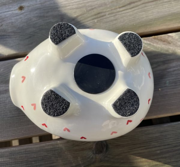 Hand Painted, Piggy Bank, White, Pink, Red, Sweetheart, Large, Ceramic, Pottery, Gifts for Children, Traditional - Image 4