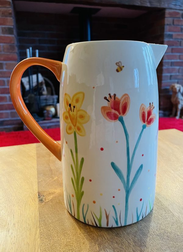 Hand Painted, Springtime,  Daffodil, Tulip, Jug, Large, Ceramic, Pottery, Gifts for Friends and Family - Image 2