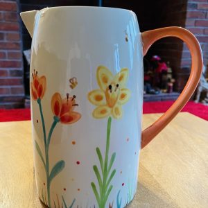 Hand Painted, Springtime,  Daffodil, Tulip, Jug, Large, Ceramic, Pottery, Gifts for Friends and Family