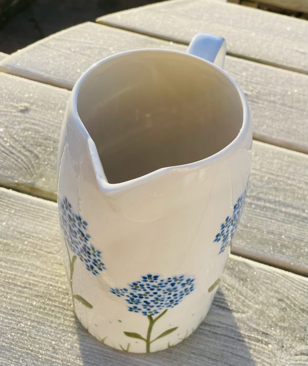 Hand Painted, White, Blue, Hydrangea, Design, Jug, Large, Ceramic, Pottery, Gifts for Friends and Family - Image 6