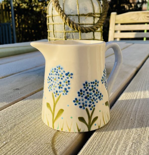 Small, Jug, White, Blue Hydrangea, Design, Ceramic, Pottery, Gifts for Friends and Family