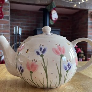 Hand Painted, Tulip, Garden, Teapot, Ceramic, Pottery, Gifts for Friends and Family