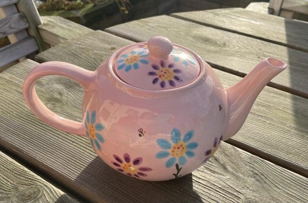 Hand Painted, Pink, Purple, Teal, Floral, Busy Bee, Teapot, Ceramic, Pottery, Gifts for Friends and Family - Image 7