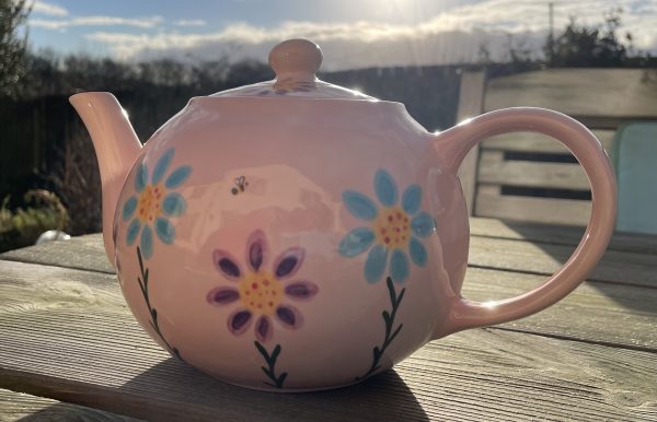 Hand Painted, Pink, Purple, Teal, Floral, Busy Bee, Teapot, Ceramic, Pottery, Gifts for Friends and Family - Image 4