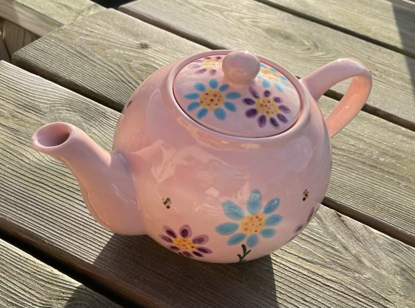 Hand Painted, Pink, Purple, Teal, Floral, Busy Bee, Teapot, Ceramic, Pottery, Gifts for Friends and Family - Image 3