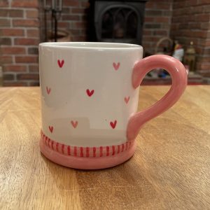 White, Red and Pink Heart Mugs, Ceramic Pottery Shop, Gifts for Friends and Family