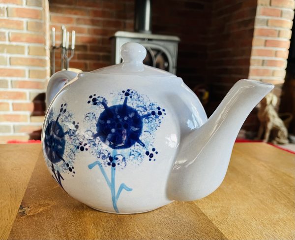 Hand Painted, Blue, Dandelion, Teapot, Ceramic, Pottery, Gifts for Friends and Family - Image 4
