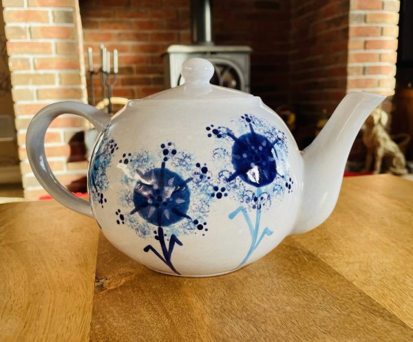 Hand Painted, Blue, Dandelion, Teapot, Ceramic, Pottery, Gifts for Friends and Family - Image 5