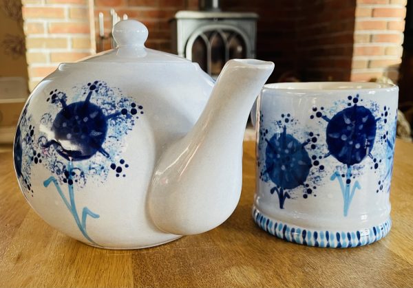 Hand Painted, Blue, Dandelion, Teapot, Ceramic, Pottery, Gifts for Friends and Family - Image 8